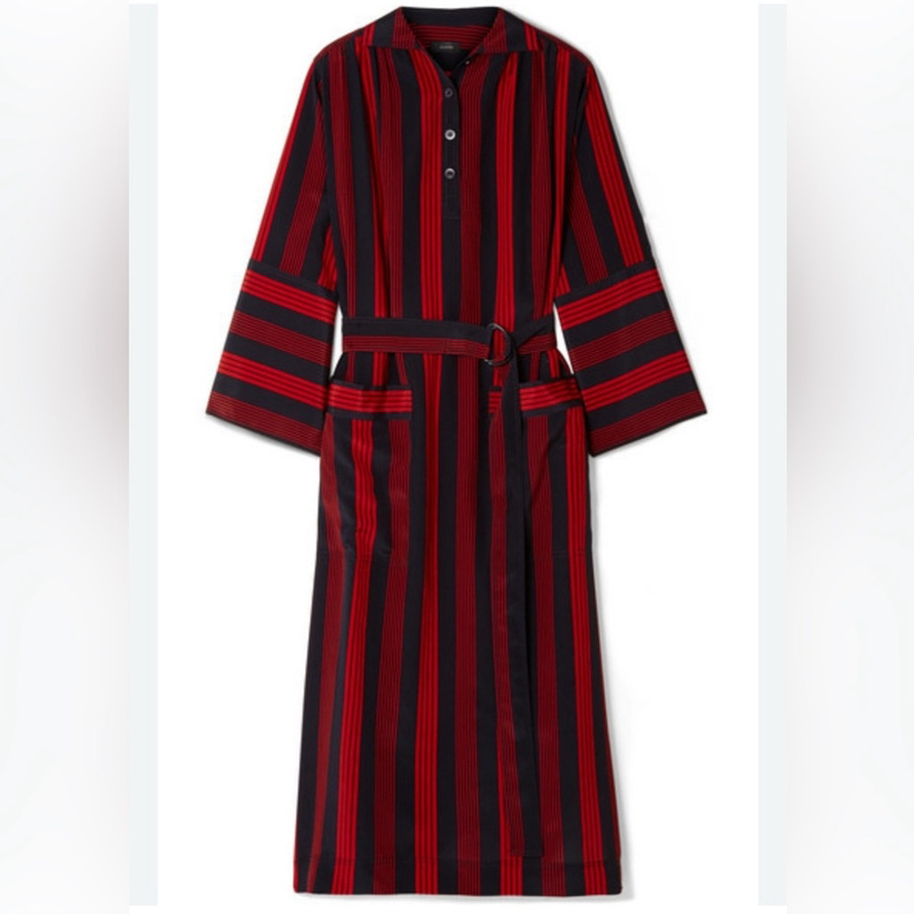 Joseph silk Vertical Striped Shirtdress midi dress red navy royal princess - Picture 4 of 11